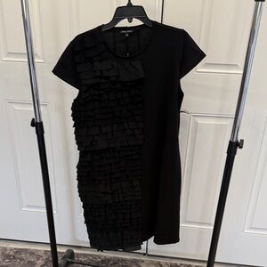 Adrienne Vittadini Black Ruffle Shift Dress